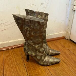 Timothy Hitsman metallic snakeskin genuine leather boots US 6